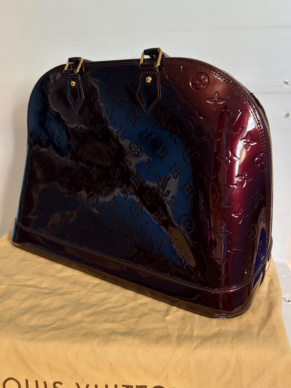 Louis Vuitton Burgundy Vernis Alma GM Bag